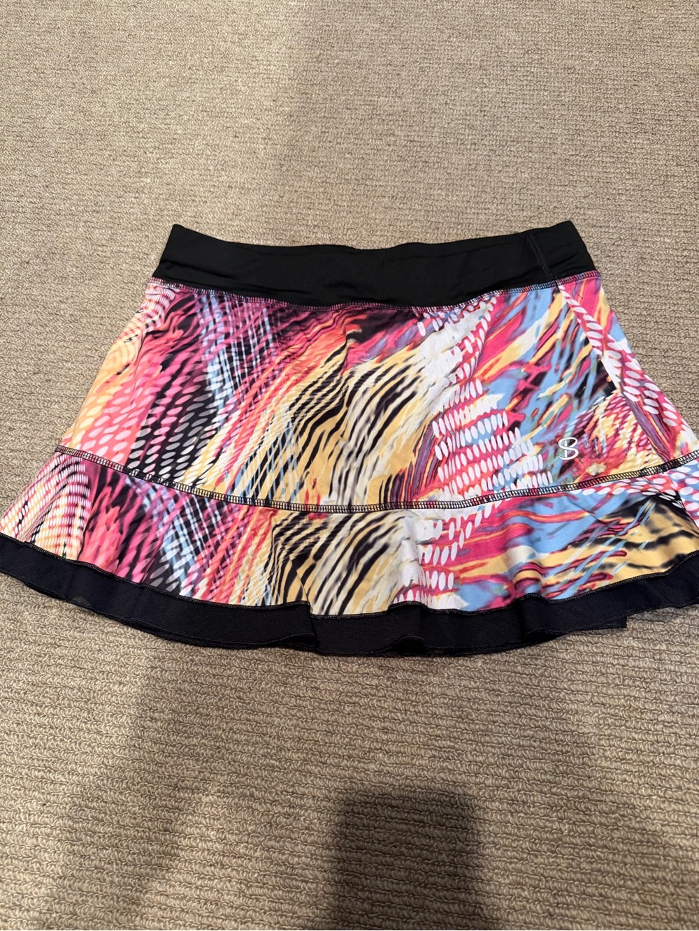 bolle Multicolor Printed Skater Skirt with Black Waistband